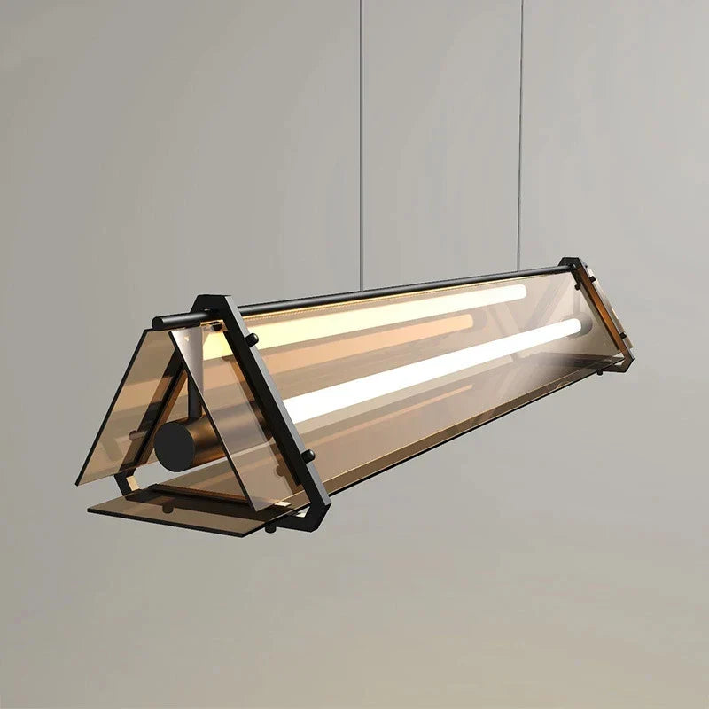 DecorBites™ Amber LED Pendant Lamp Tempered Glass Dining Table Minimalist Modern Design