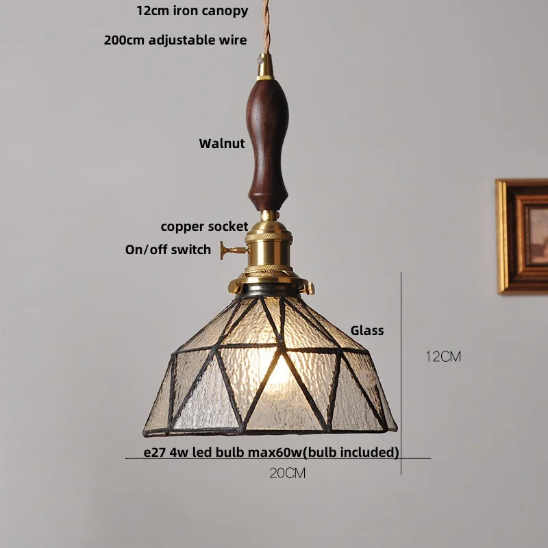 DecorBites™ Glass LED Pendant Lamp: Handmade Japanese Style Adjustable Hanging Light Fixtures