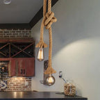 Vintage Hemp Rope Pendant Light With E27 Socket