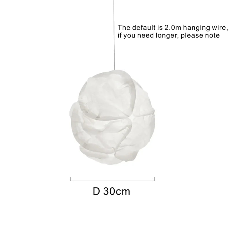 DecorBites™ Cloud White Pendant Light: Rice Paper Ball Lampshade for Kitchen Island, Restaurant & Kids Room