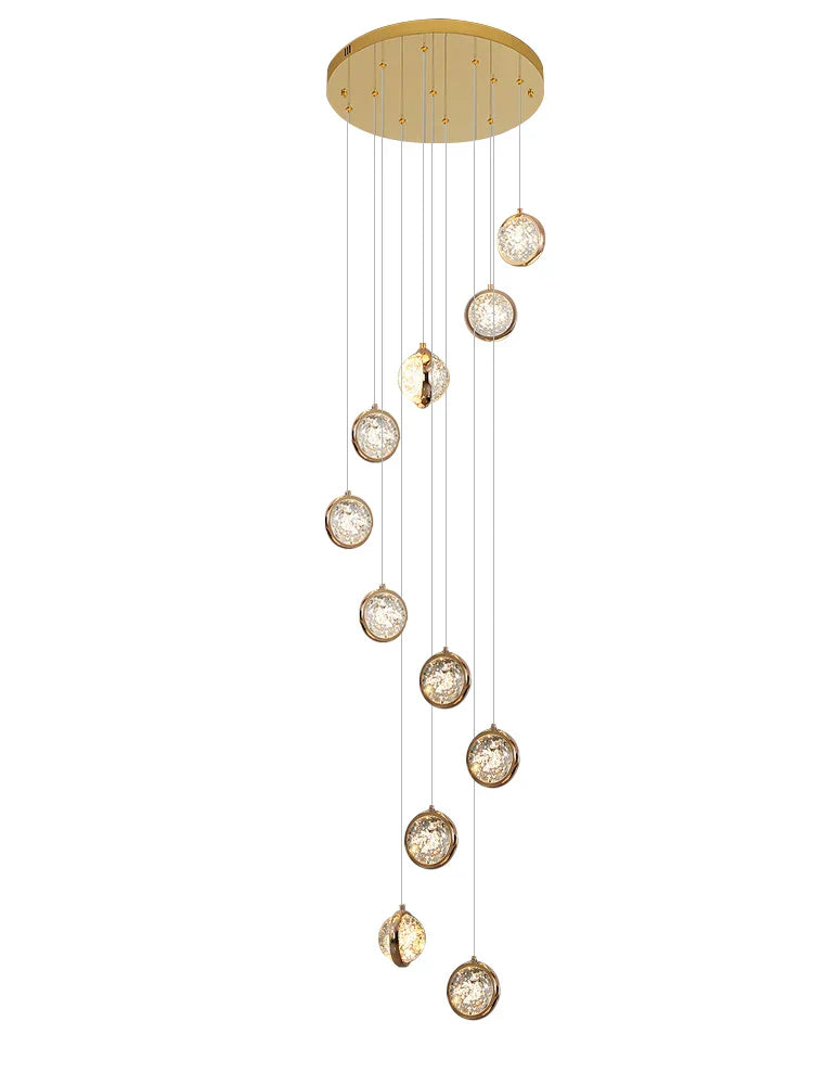 DecorBites™ Crystal Ball LED Rotating Stair Chandelier - Nordic Luxury Loft Bubble Design