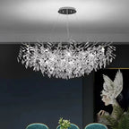 Modern Silver Crystal Chain Pendant Chandelier