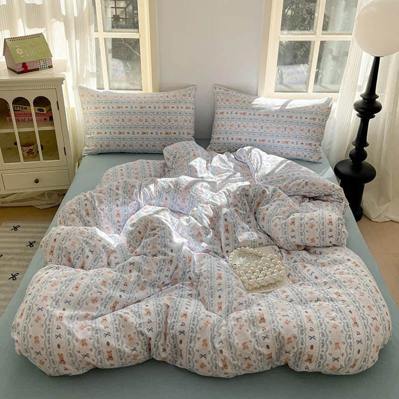طقم مفروشات من القطن مزدوج الطبقات من DecorBites™ - طقم لحاف عالي الجودة وفائق النعومة