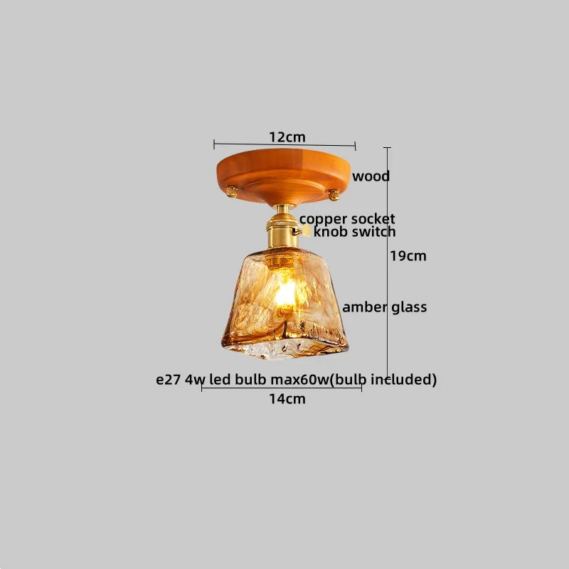 DecorBites™ Copper Wood LED Ceiling Lamp Modern Indoor Lighting Fixtures