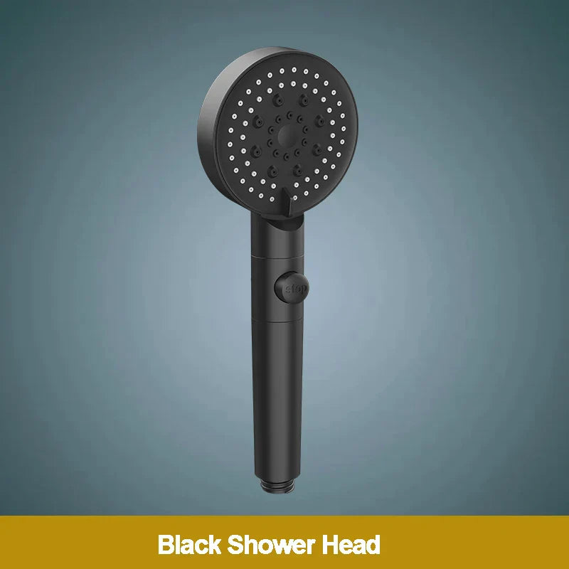 DecorBites™ 5-Function Shower Head with Stop Button, 10cm Panel, Silicone Gel Holes