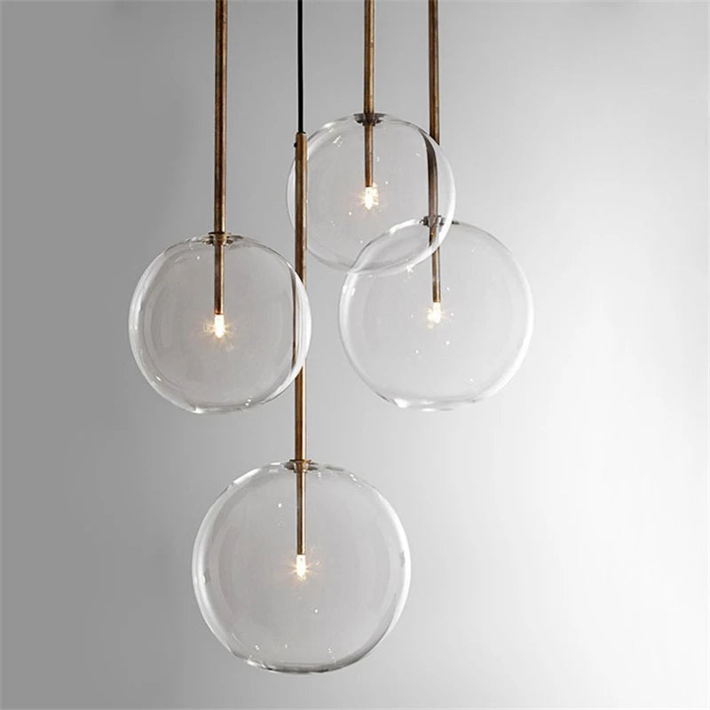 Nordic Clear Glass Globe Pendant Light in Chrome