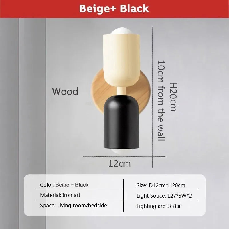 DecorBites™ Cream Zipper Wooden Wall Lamp for Bedroom Living Room Hallway Illumination