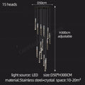 DecorBites™ Crystal Chrome LED Chandelier: Elegant Duplex Stair Lighting for Modern Interiors
