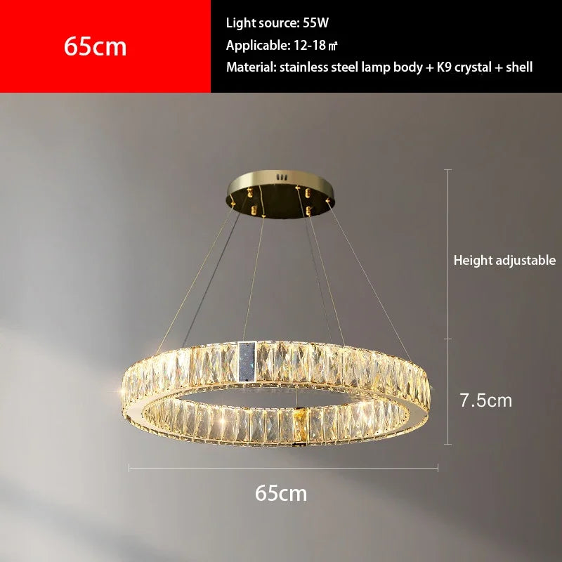 DecorBites™ Crystal Round Ceiling Chandelier LED Lighting Fixtures for Kitchen Dining Room & Villa