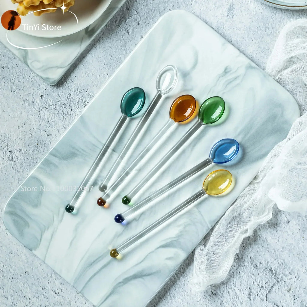 طقم ملاعق زجاجية DecorBites™ المقاومة للحرارة للقهوة والحلويات وبرطمان التوابل، ملعقة شاي