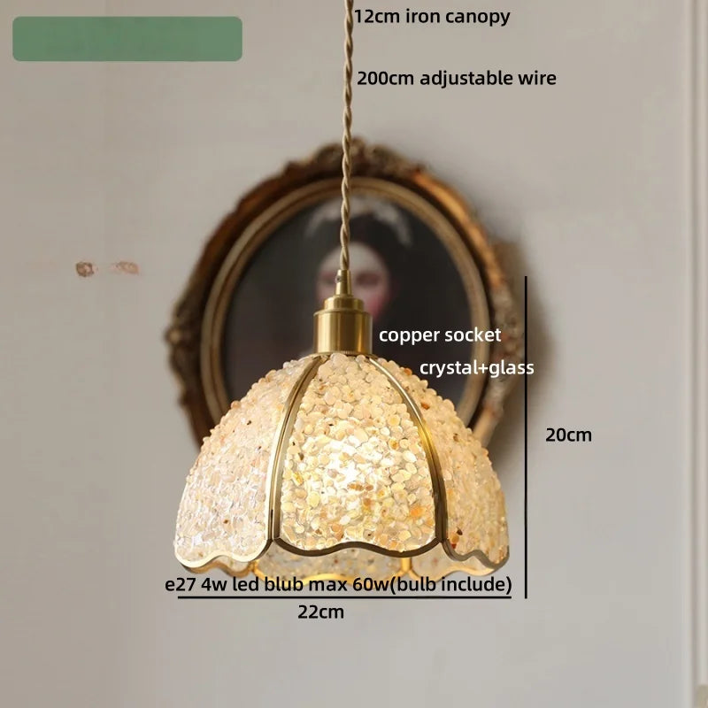 DecorBites™ Copper Walnut LED Pendant Lamp Crystal Glass Hanging Light