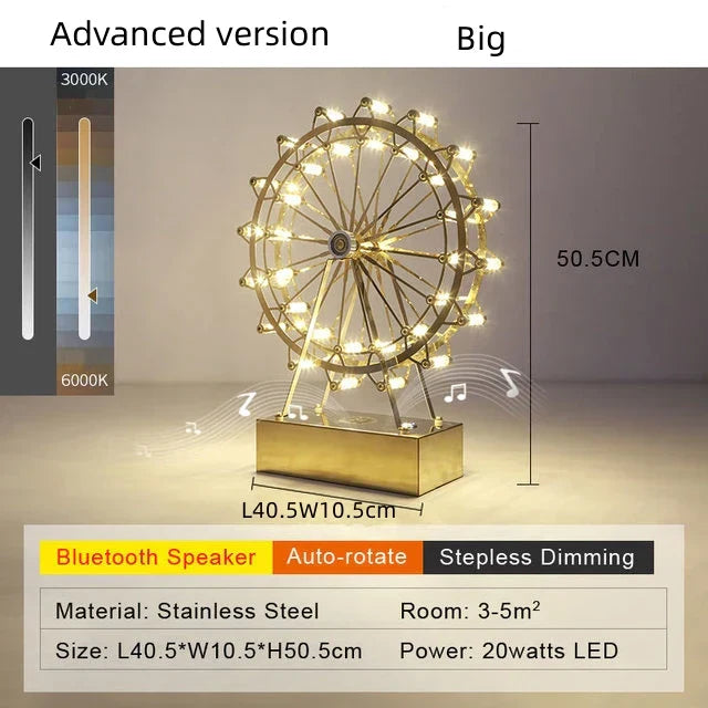 مصباح الطاولة الدولاب الدائري LED من DecorBites™ لديكور غرفة النوم، إضاءة ليلية من الفولاذ المقاوم للصدأ