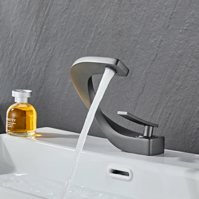 DecorBites™ Gold White Bathroom Basin Faucet Cold Hot Water Mixer Sink Tap