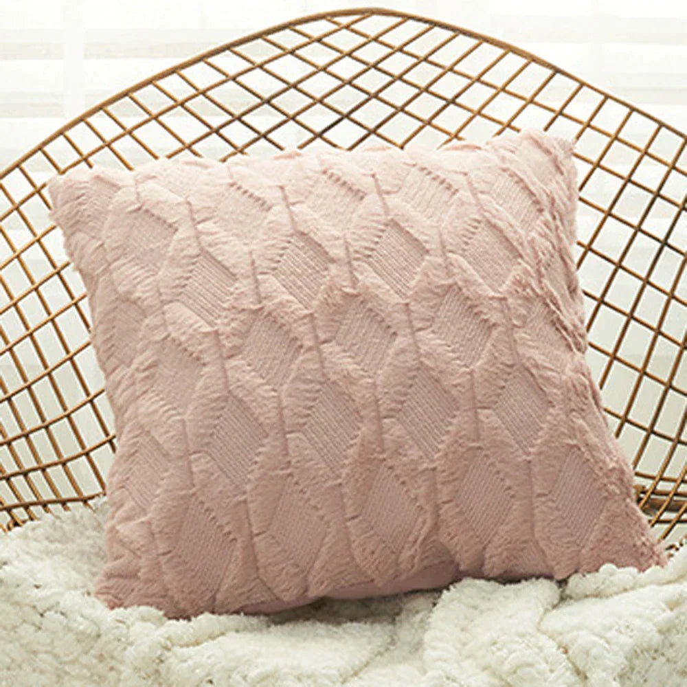 DecorBites™ Geometric Diamond Pattern Plush Cushion Cover for Stylish Home Decor