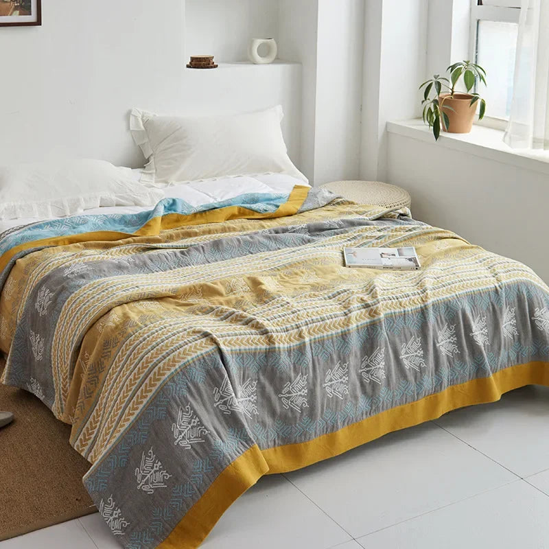 DecorBites™ Cotton Gauze Towel Throw Blanket - Soft and Cozy Bedspread for All Seasons
