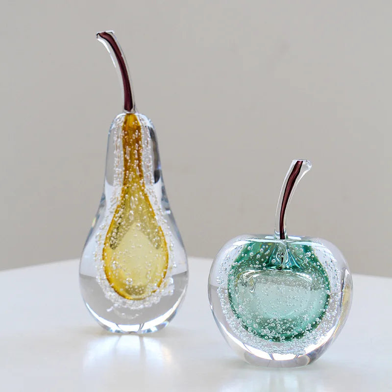 DecorBites™ Crystal Glass Apple Pear Ornaments Home Decor Figurines