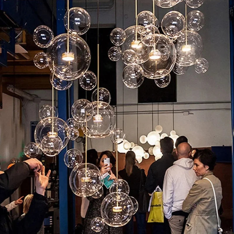 DecorBites™ Art Deco Glass Bubble Chandelier: Customized for Living Room, Dining Room, Bar