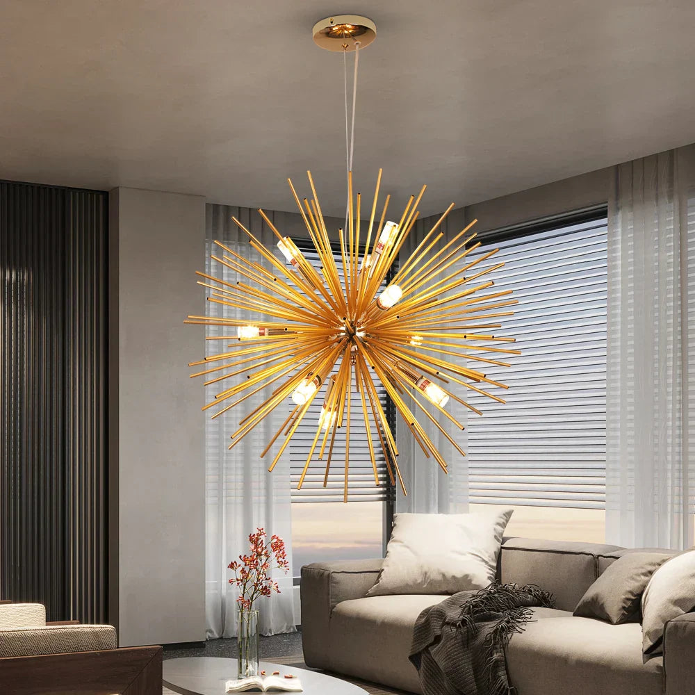 نجفة DecorBites™ الذهبية المعلقة بتقنية LED لجزيرة المطبخ وغرفة المعيشة العصرية