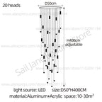 Modern Staircase Pendant Chandelier in Black or Gold