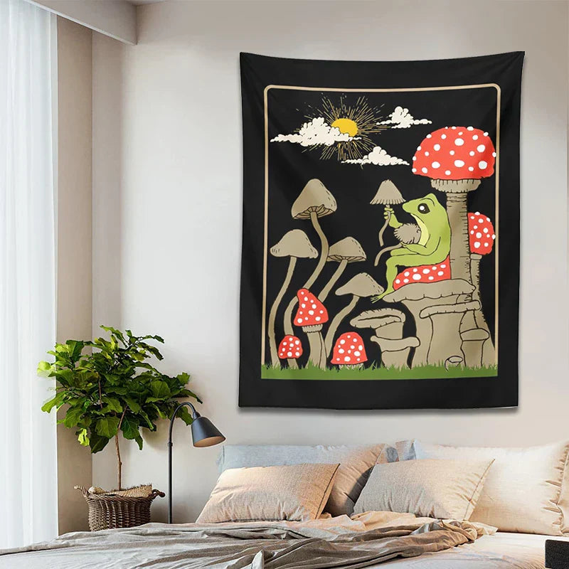 DecorBites™ Cute Frog Tapestry Wall Hanging for Retro Aesthetic Bedroom Decor