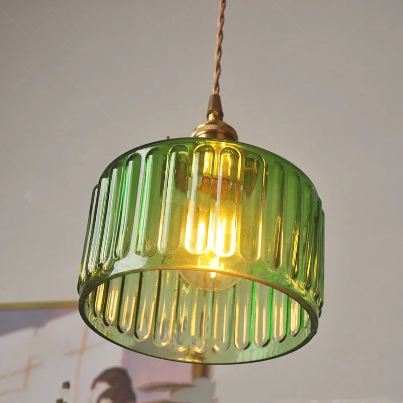 مصباح DecorBites™ المعلق من الزجاج الأخضر LED: مصباح معلق بتصميم نورديك عصري لغرفة الطعام والنوم