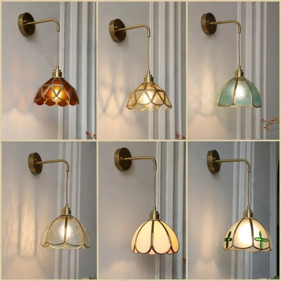 DecorBites™ Amber Glass LED Wall Light Modern Nordic Bedroom Reading Lamp
