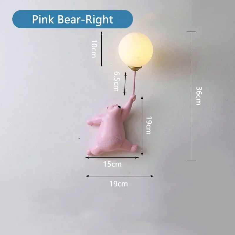 DecorBites™ Bear Moon Wall Lamp: Modern Cartoon Light for Kids' Bedroom Décor