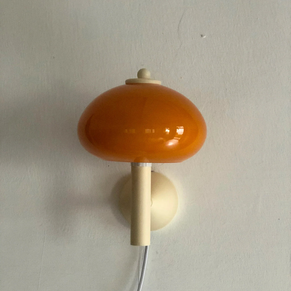 DecorBites™ Cream Mushroom Glass Wall Light: Bauhaus LED Bedroom Aisle Wall Light