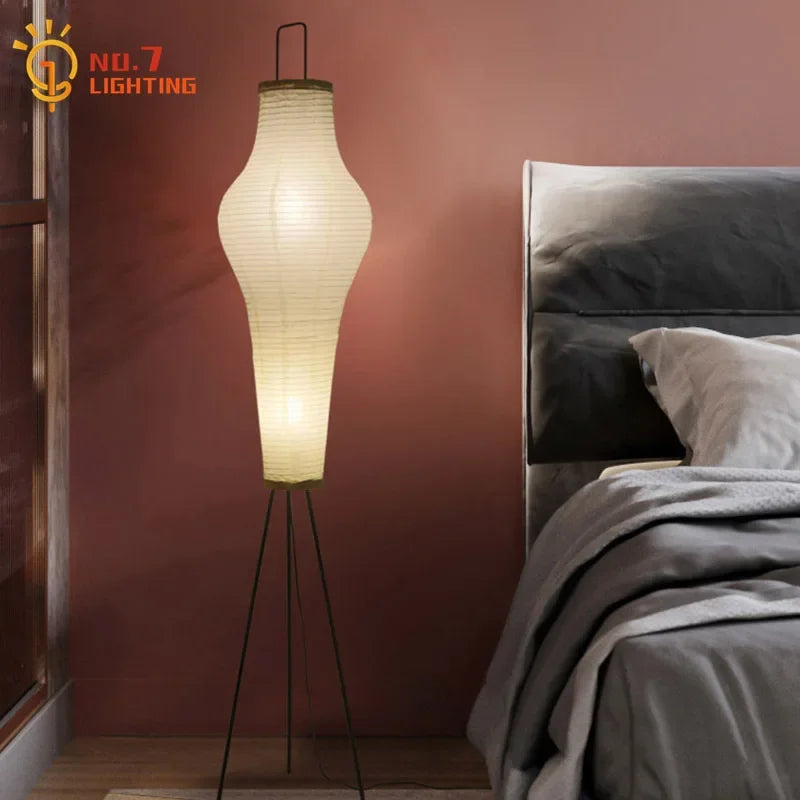 مصباح أرضي ثلاثي القوائم DecorBites™ وabi-sabi - ديكور فني مستوحى من نوجوتشي لغرفة المعيشة
