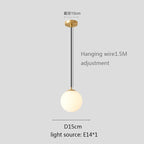 Gold/Black/silv Glass Ball Pendant Lights White Globe Hanging Lamps Bar Restaurant Deco Luminaire Bedroom Light E27 Pendant Lamp