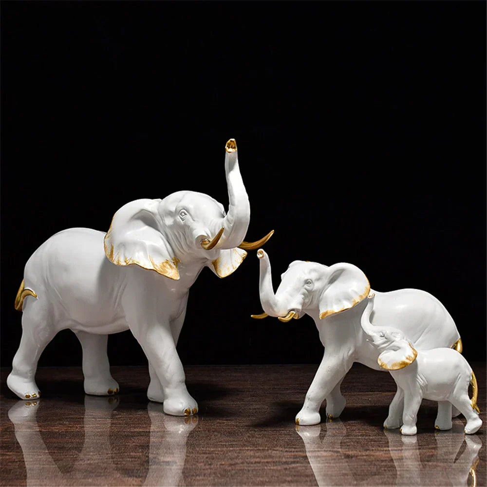 DecorBites™ Elephant Resin Sculpture: Luxury Animal Statue for Home & Office Decor