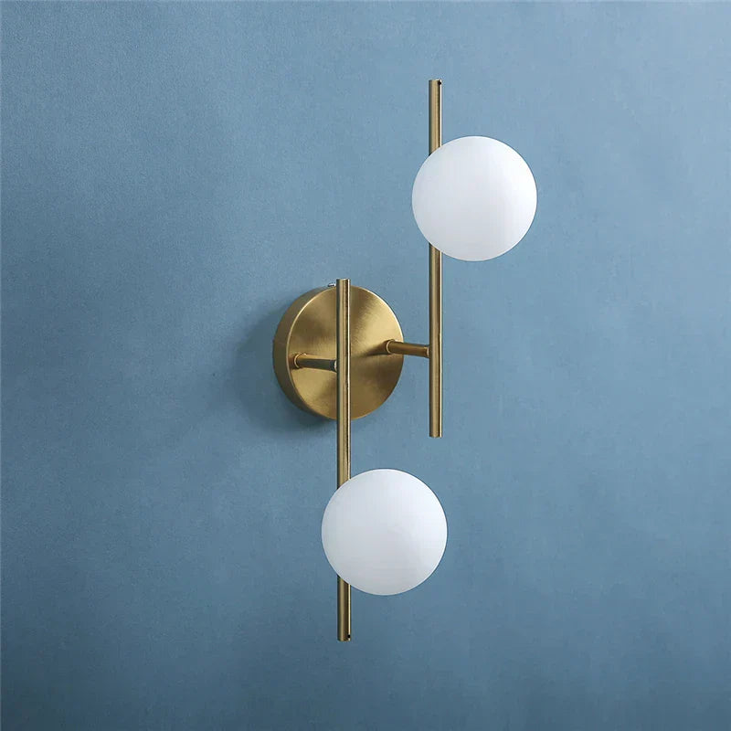DecorBites™ Golden LED Wall Lights with Milky Glass Ball Design