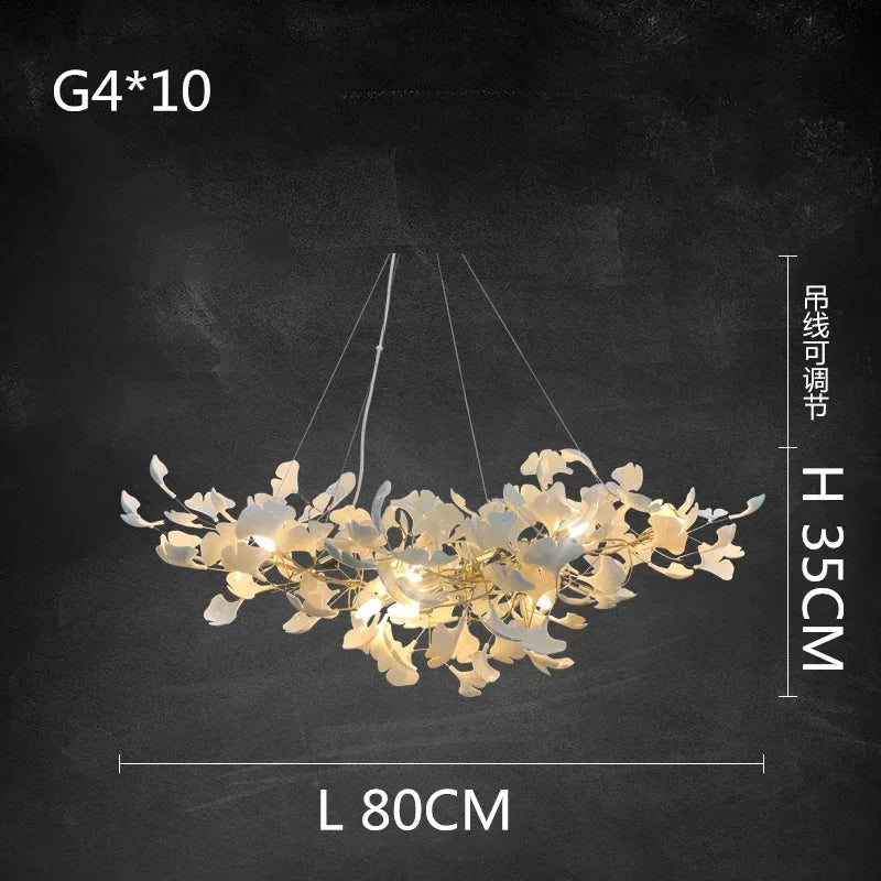 DecorBites™ Ginkgo Branch Ceramic Chandelier for Luxe Dining & Study Room