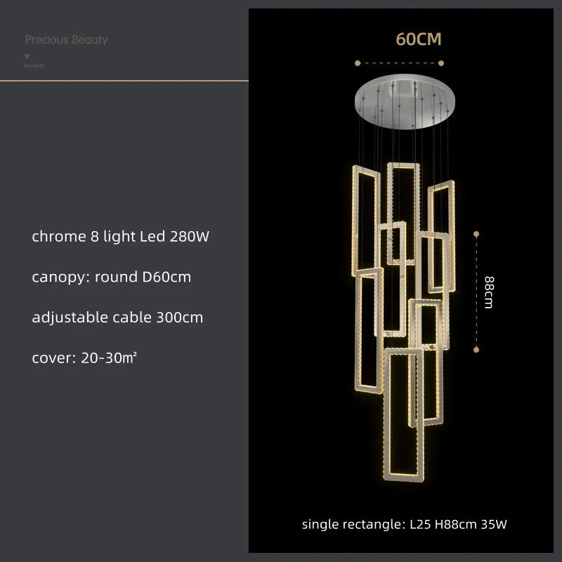 DecorBites™ Crystal LED Pendant Light Luxury Stairs Lustre Modern Lighting Fixture