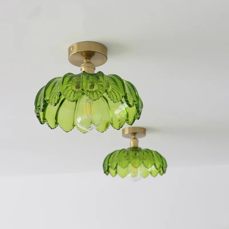 مصباح سقف LED زجاجي أخضر DecorBites™ نحاسي حديدي حديث لإضاءة المنزل