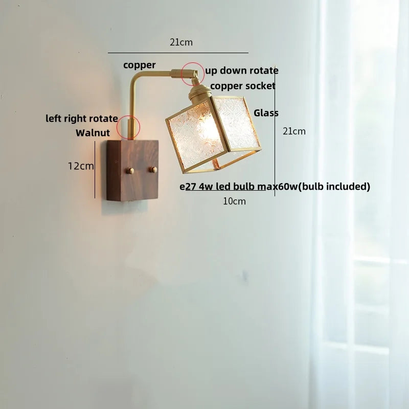 DecorBites™ Brass LED Wall Lights Rotatable Blue Glass Dining Room Stair Light