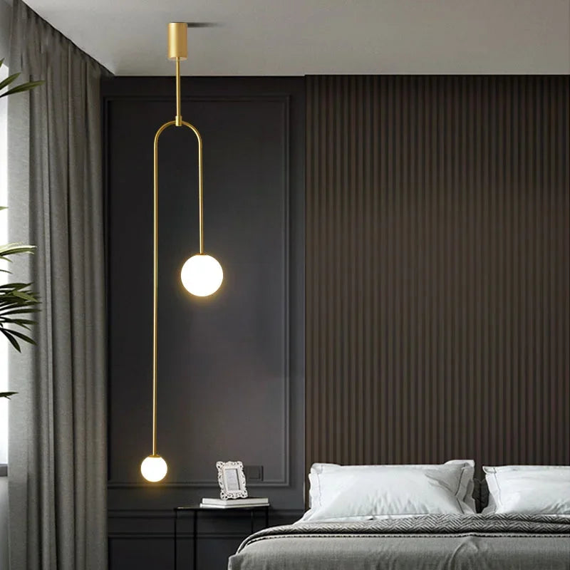 Nordic Glass Globe Pendant Light in Gold or Black
