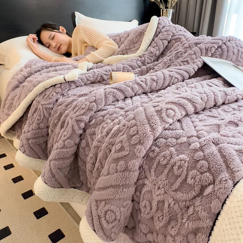 DecorBites™ Coral Fleece Warm Blanket: Cozy Thicken Winter Bed Blanket