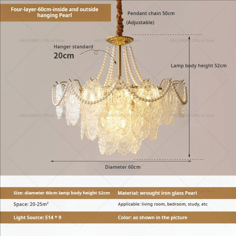 DecorBites™ Cream Crystal Chandelier: French Light Luxury for Living Room, Bedroom, Dining Room
