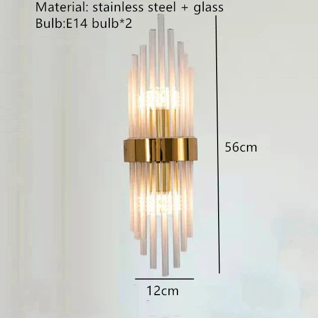 DecorBites™ Clear Crystal LED Wall Lamp Stainless Steel Sconces for Bedroom Dining Room