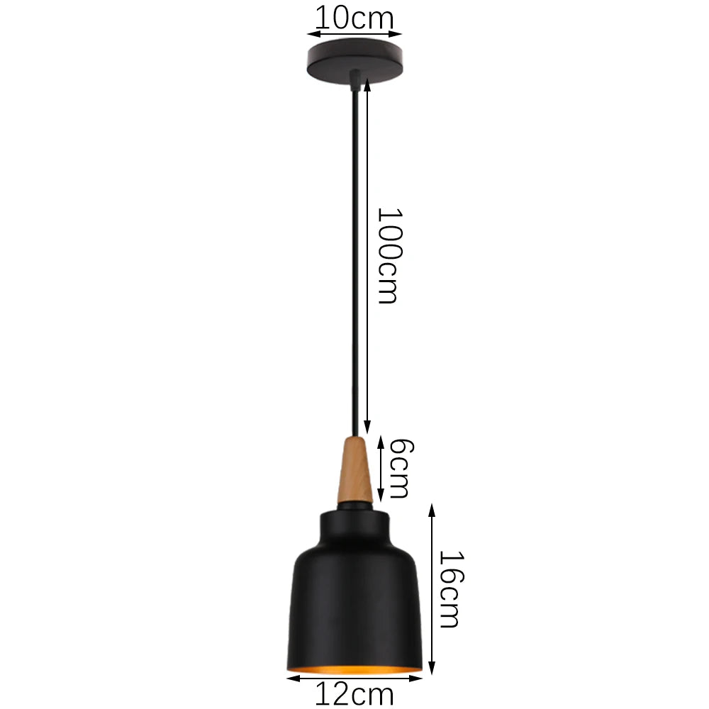 Black Wood Industrial Pendant Light