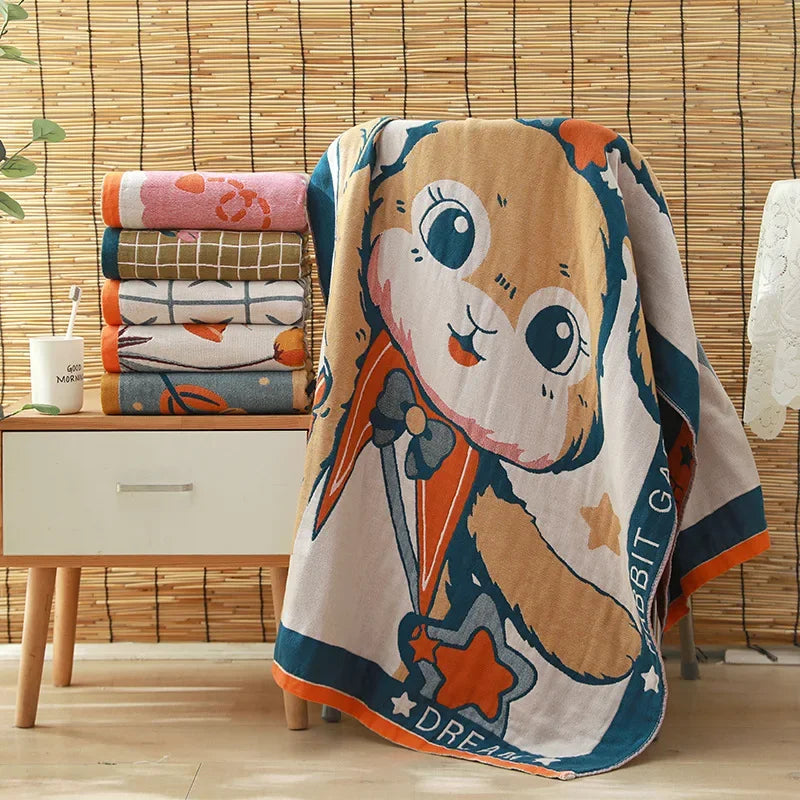DecorBites™ Cotton Gauze Adult Bath Towels: Luxury, Quick-Dry, Soft & Absorbent