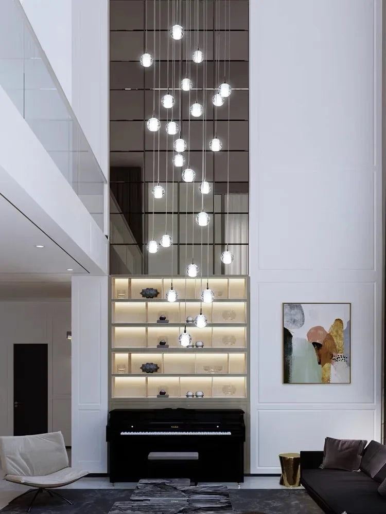 Modern Spiral Crystal Ball Staircase Pendant Chandelier
