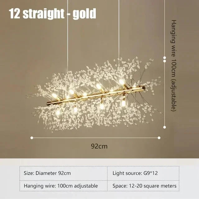 DecorBites™ Dandelion Crystal Ceiling Lamp Chandelier for Bedroom Dining Room Kitchen Island