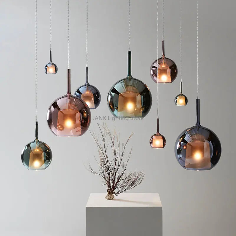 DecorBites™ Glass Bubble Pendant Lights: Luxury LED Chandeliers for Restaurant, Staircases & Bedside
