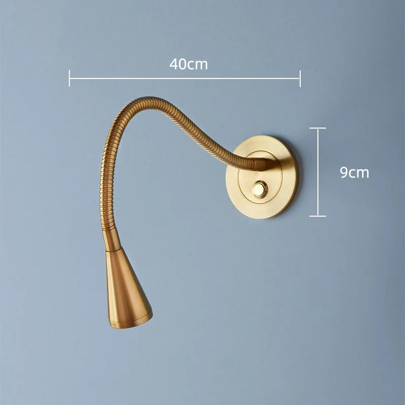DecorBites™ Aluminum LED Gooseneck Wall Sconce for Bedroom Spotlight Reading Light