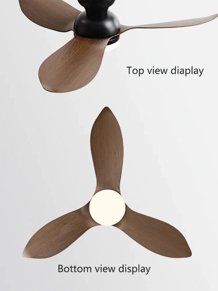 DecorBites™ 48" Black Low Floor Ceiling Fan with Modern Design and LED Light