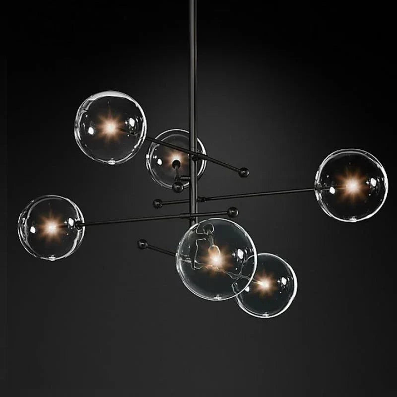 DecorBites™ Black Gold Glass LED Chandelier for Living Room Bedroom Restaurant