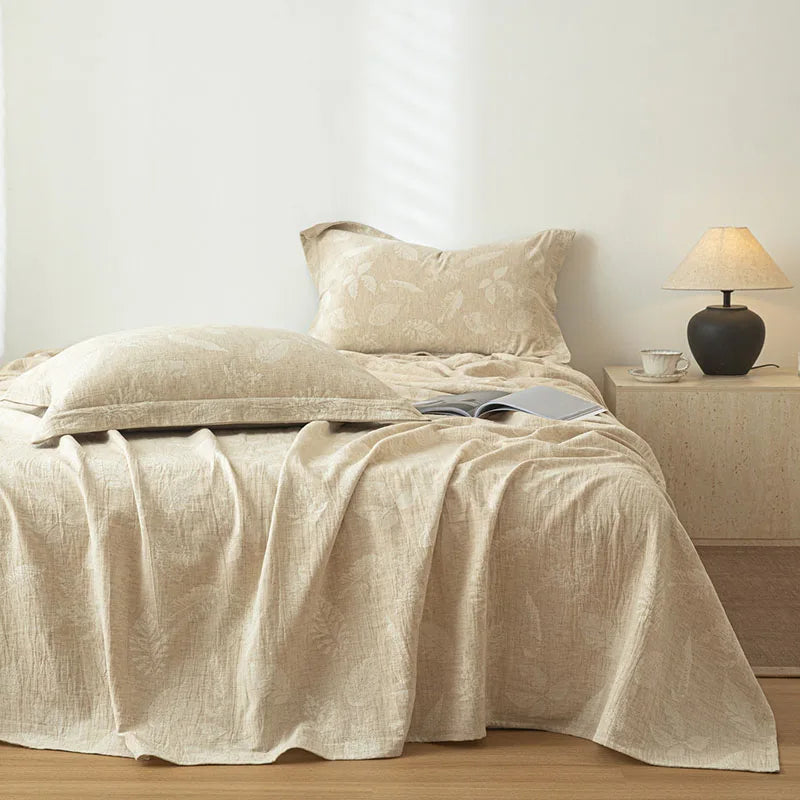 DecorBites™ Cotton & Linen Bed Sheet Set: Luxury, Skin-Friendly, All Seasons, Queen & King Sizes