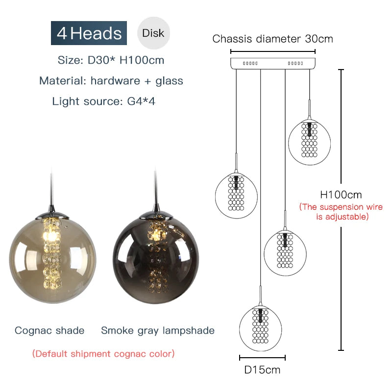 Modern Spiral Glass Ball Pendant Chandelier